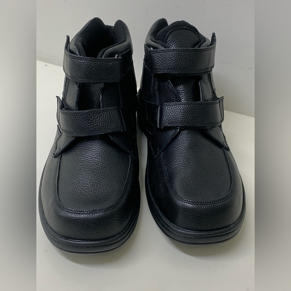 Men’s 14 EE Wide Orthofeet Glacier Gorge Pebbled Leather Hook & Loop Ankle Boots - Picture 7 of 16